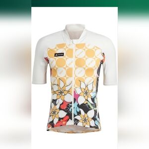 adidas Men’s Long-Sleeve Cycling Jersey in White, Yellow, Black, Pink